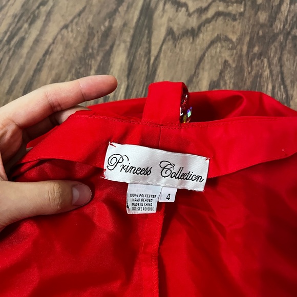 Princess Collection Red Evening Gown with Bedazzled Neckline Size 4 - Picture 8 of 8